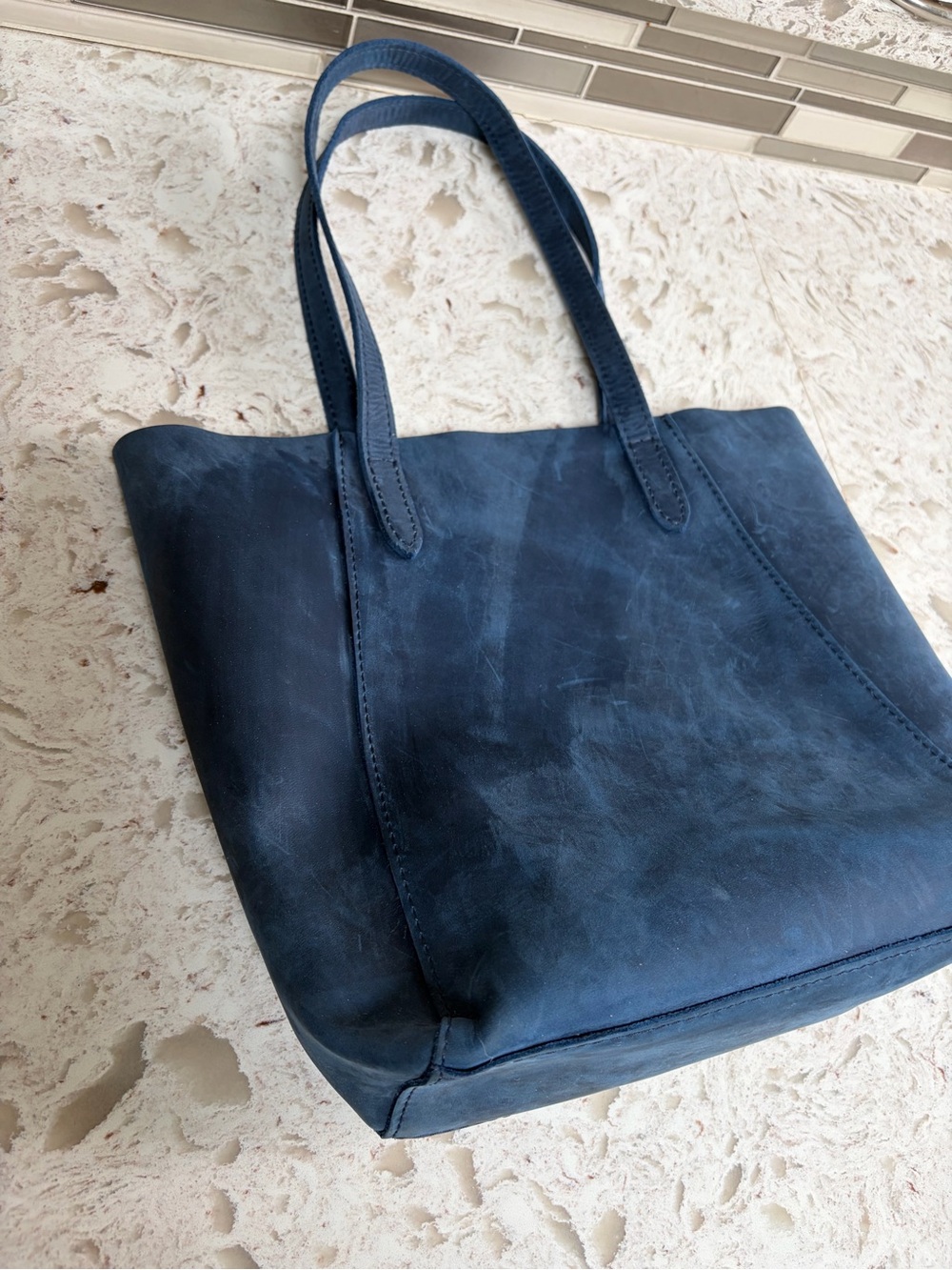 Portland Leather Juliette Tote in color Deep Water - Picture 2 of 5